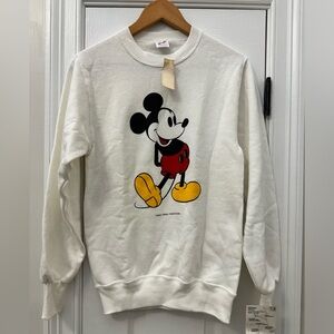 Vintage 1980s Jerzees Mickey Mouse Sweatshirt White New Old Stock Small NWT